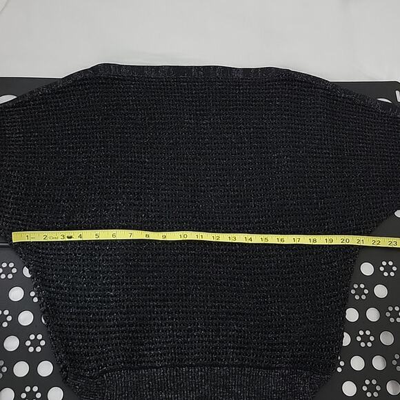 All Saints Women's Elle Metallic Jumper Black Open Knit Batwing Top XS - Picture 9 of 15